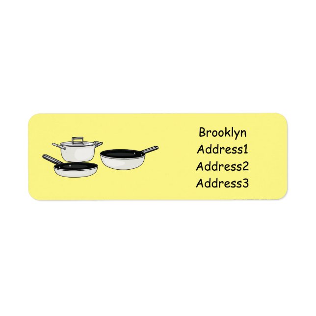 Cookware sets cartoon illustration label (Front)