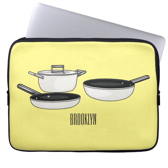 Cookware sets cartoon illustration laptop sleeve (Front)