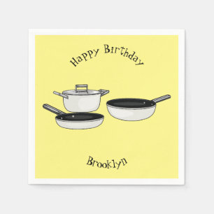 Cookware sets cartoon illustration napkins