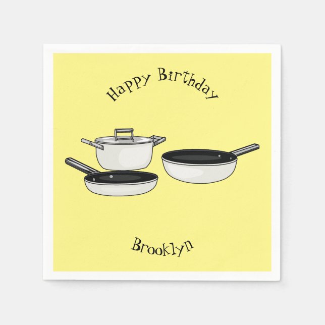 Cookware sets cartoon illustration napkins (Front)
