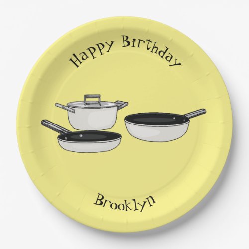 Cookware sets cartoon illustration paper plates