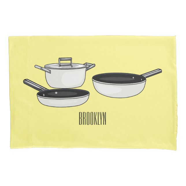 Cookware sets cartoon illustration pillow case (Front)