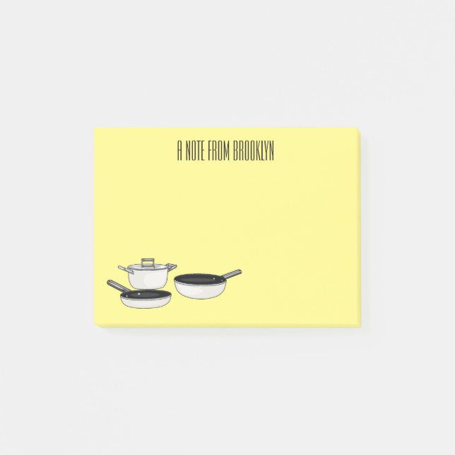 Cookware sets cartoon illustration post-it notes (Front)
