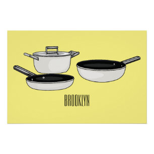 Cookware sets cartoon illustration poster