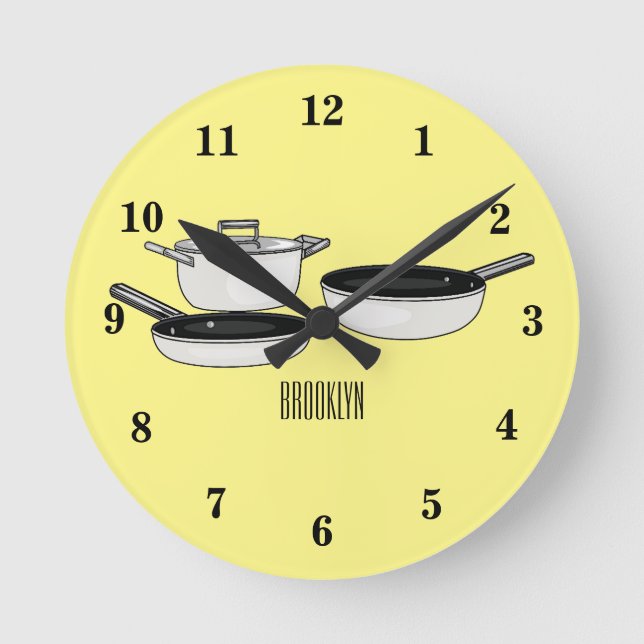 Cookware sets cartoon illustration round clock (Front)