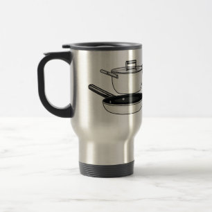 Cookware sets cartoon illustration travel mug