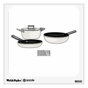 Cookware sets cartoon illustration wall decal