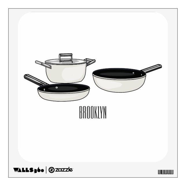 Cookware sets cartoon illustration wall decal (Front)