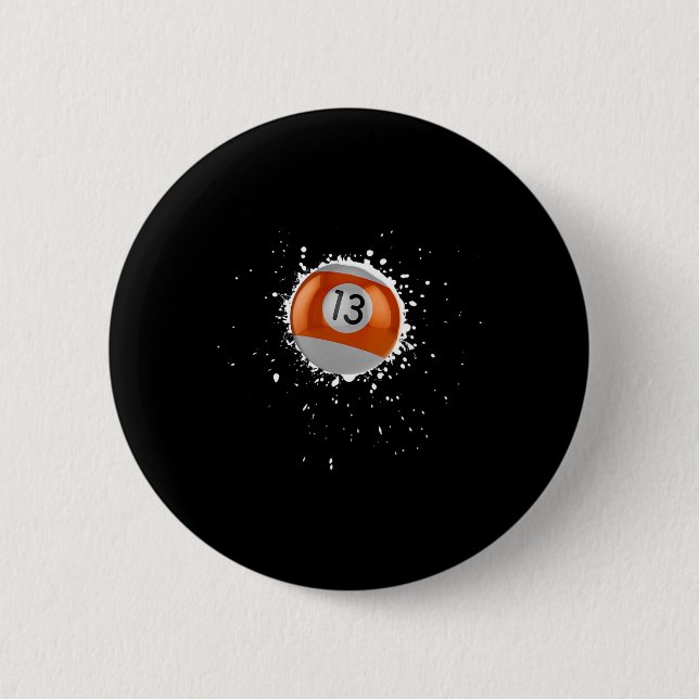 Cool 13-ball Thirteen Pool Billiards Paint Splatte Button (Front)