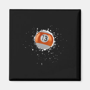 Cool 13-ball Thirteen Pool Billiards Paint Splatte Magnet
