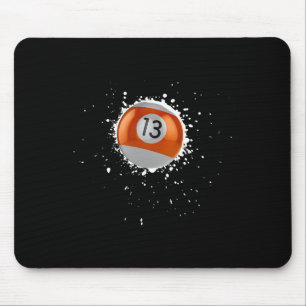 Cool 13-ball Thirteen Pool Billiards Paint Splatte Mouse Pad