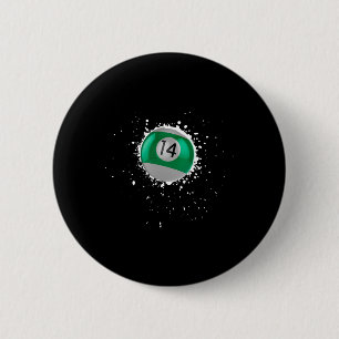 Cool 14-ball Fourteen Pool Billiards Paint Splatte Button