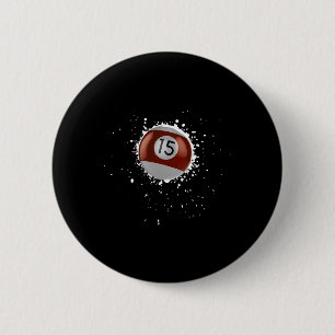 Cool 15-ball Fifteen Pool Billiards Paint Splatter Button