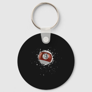 Cool 15-ball Fifteen Pool Billiards Paint Splatter Keychain