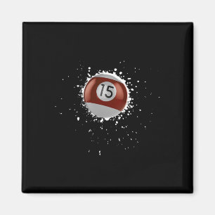 Cool 15-ball Fifteen Pool Billiards Paint Splatter Magnet