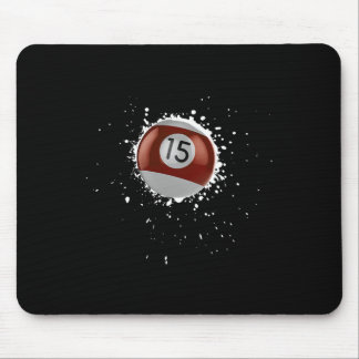 Cool 15-ball Fifteen Pool Billiards Paint Splatter Mouse Pad