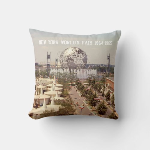 Cool 1964 Retro Street View Worlds Fair New York Throw Pillow