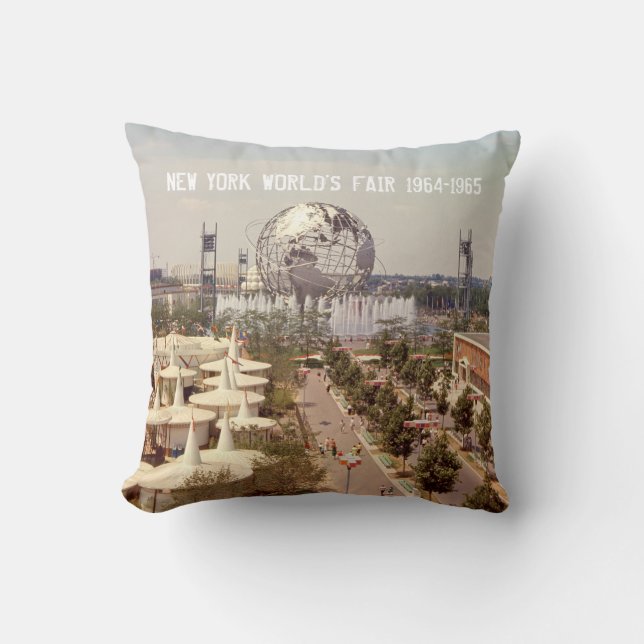 Cool 1964 Retro Street View World's Fair New York Throw Pillow (Front)