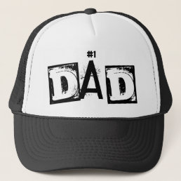 Cool #1 Dad Black and White Trucker Cap Hat