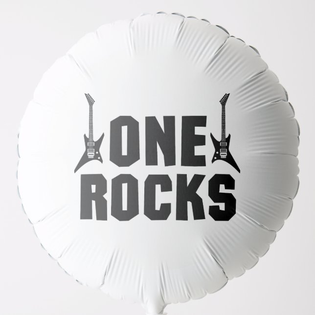 Cool 1st Birthday One Rocks Electric Guitars Balloon (Front)