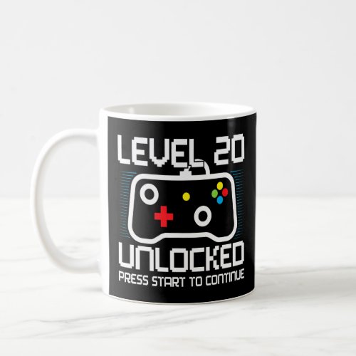 Cool 20th Birthday Shirt Level 20 Unblocked Video Coffee Mug