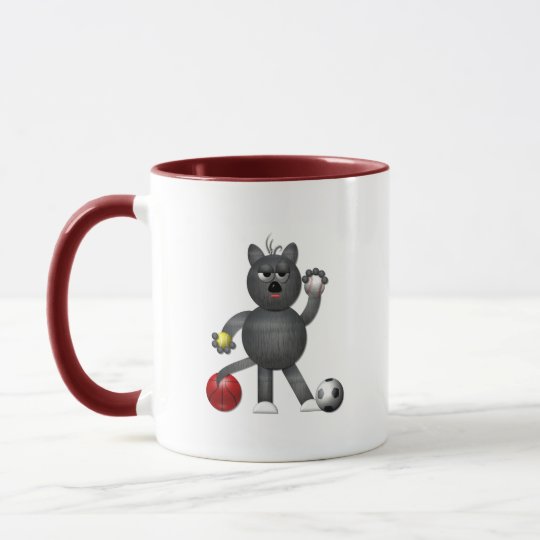 Cool "3-D" Alley Cat Athlete Mug