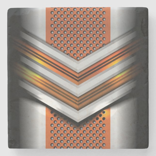 Cool 3-Dimentional Abstract Metal Design Stone Coaster (Front)