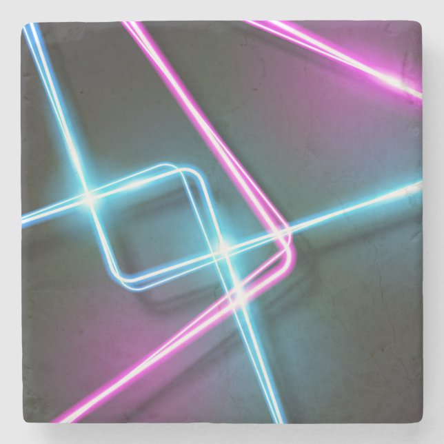 Cool 3-Dimentional Abstract Neon Lights Stone Coaster (Front)