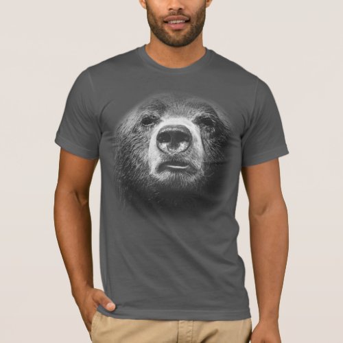 Cool 3D Black and White Bear Face Wildlife T_Shirt