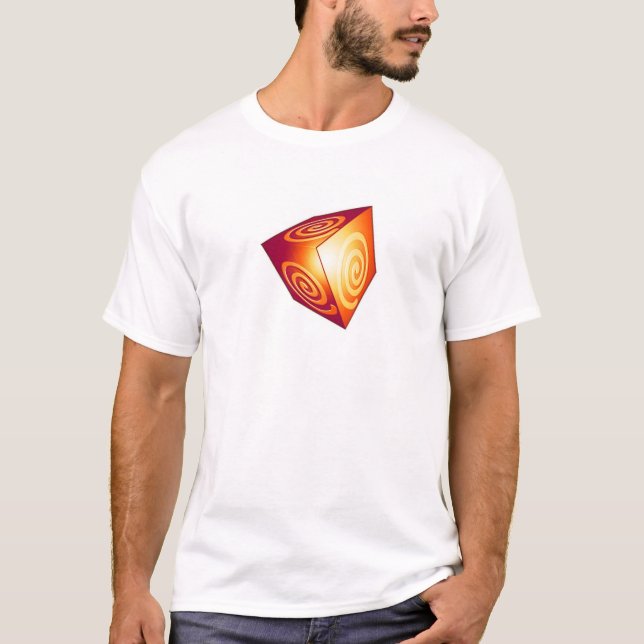 Cool 3D Cube with Swirl Design T-Shirt (Front)