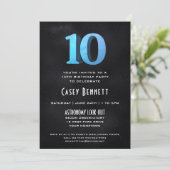 Cool 3D on Black 10th Birthday Party Invitation (Standing Front)