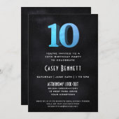 Cool 3D on Black 10th Birthday Party Invitation (Front/Back)