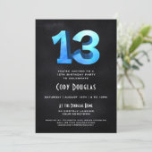 Cool 3D on Black 13th Birthday Party Invitation (Standing Front)