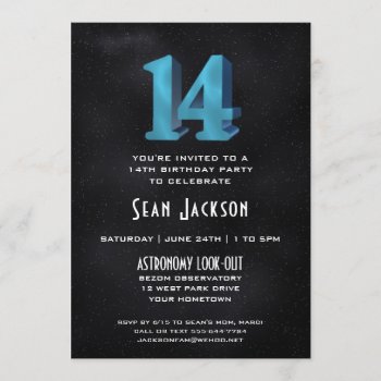 Cool 3d On Black 14th Birthday Party Invitation by Zigglets at Zazzle