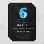 Cool 3D on Black 6th Birthday Party Invitation (Front/Back)