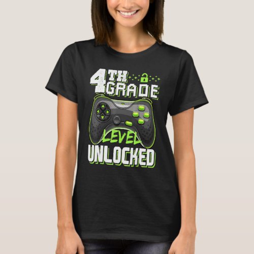 Cool 4th Grade Level Unlocked Back To School Video T_Shirt
