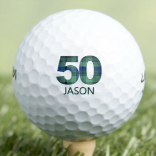 Cool 50th Birthday Gift for Brother - Blue Plaid Golf Balls