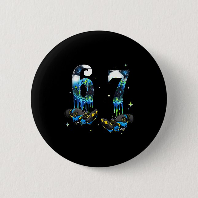 Cool 67 Six Seven Meme Soccer Football Drip Boys K Button (Front)