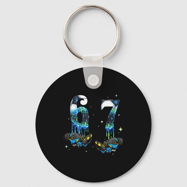 Cool 67 Six Seven Meme Soccer Football Drip Boys K Keychain (Front)