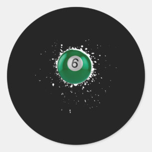 Cool 6-ball Six Pool Billiards Paint Splatter Bill Classic Round Sticker