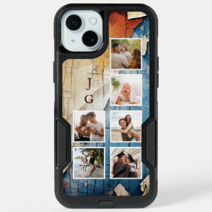 Cool 6-Photos w/Monogram on Urban Grunge BG iPhone 15 Plus Case