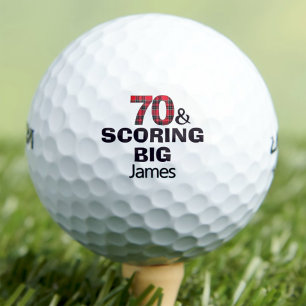 Cool 70th birthday golfer gift 70 year red plaid golf balls