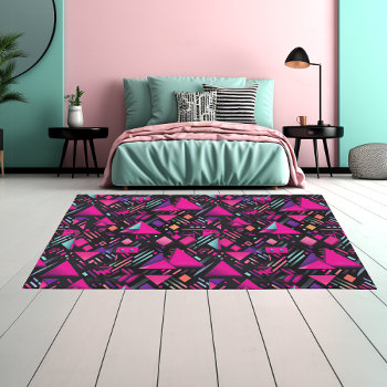 Cool 80s 90s Geometric Abstract Pattern Rug by aurorameadowsdesign at Zazzle