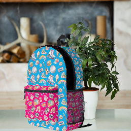 Cool 80s 90s Retro Patterns | Colorful Monogram Printed Backpack