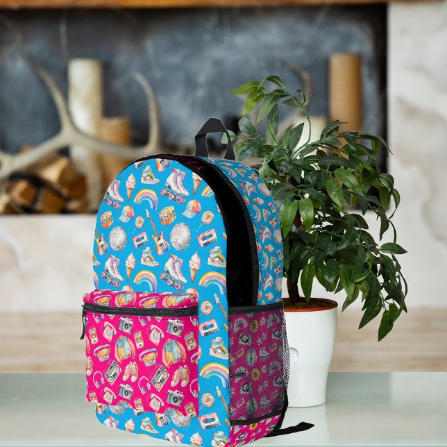 Cool 80s 90s Retro Patterns | Colorful Monogram Printed Backpack (Creator Uploaded)