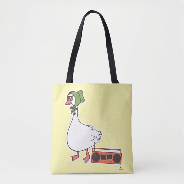 Cool 80s Bonnet Funny Kitchen Goose Cartoon Tote Bag (Front)
