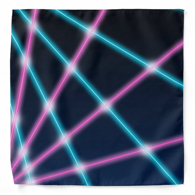 Cool 80s Laser Light Show Background Retro Neon Bandana (Front)