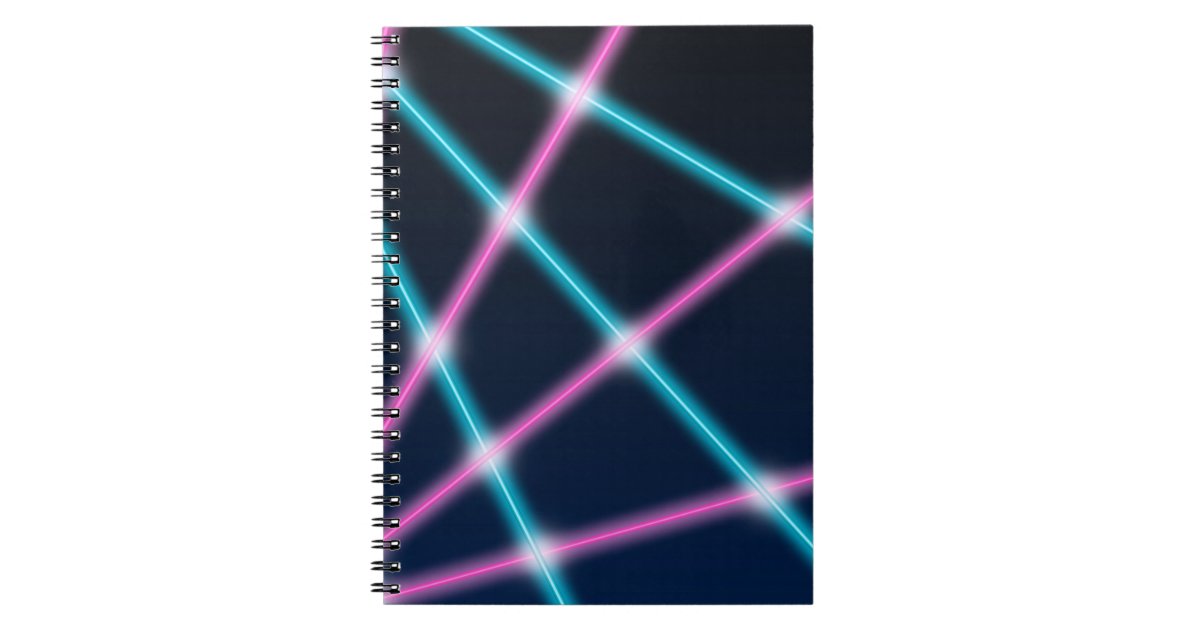 Cool 80s Laser Light Show Background Retro Neon Notebook | Zazzle