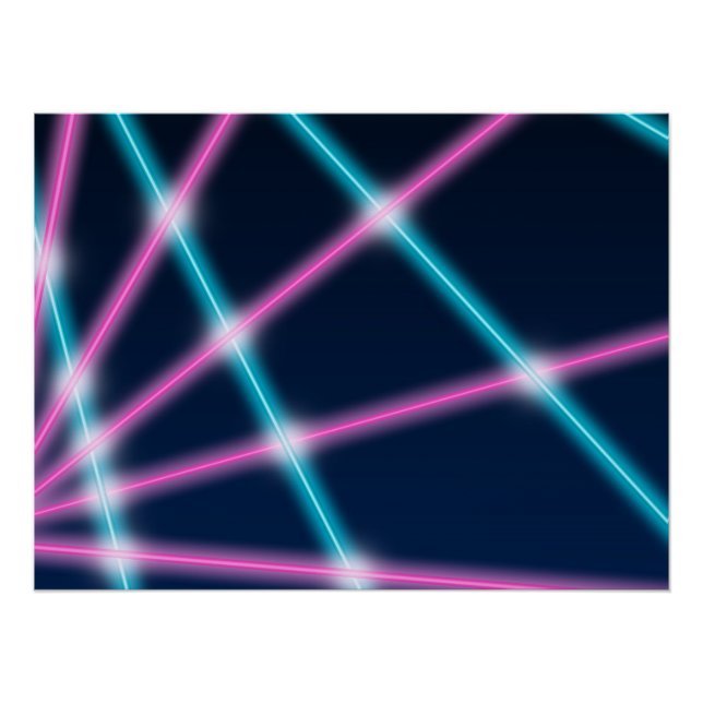Cool 80s Laser Light Show Background Retro Neon Poster (Front)