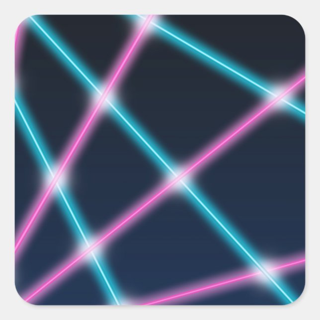 Cool 80s Laser Light Show Background Retro Neon Square Sticker (Front)
